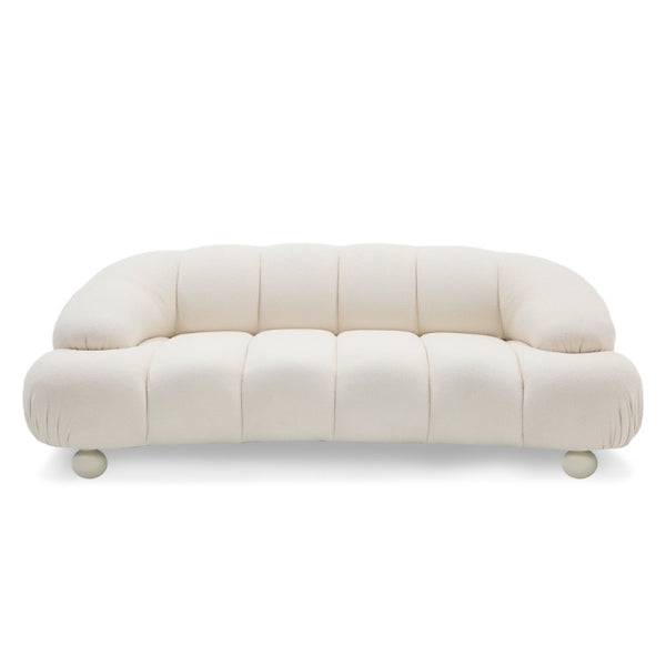VIG Furniture Duran White Fabric Loveseat Sofa With Rounded Cushions, Birch Legs & Durable Polyester Upholstery VGOD-ZW-23002A-LOVE-WHT