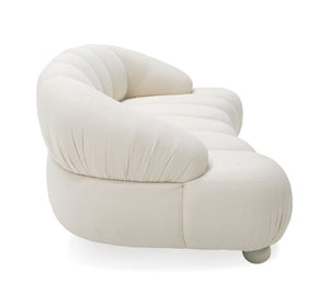 VIG Furniture Duran White Fabric Loveseat Sofa With Rounded Cushions, Birch Legs & Durable Polyester Upholstery VGOD-ZW-23002A-LOVE-WHT