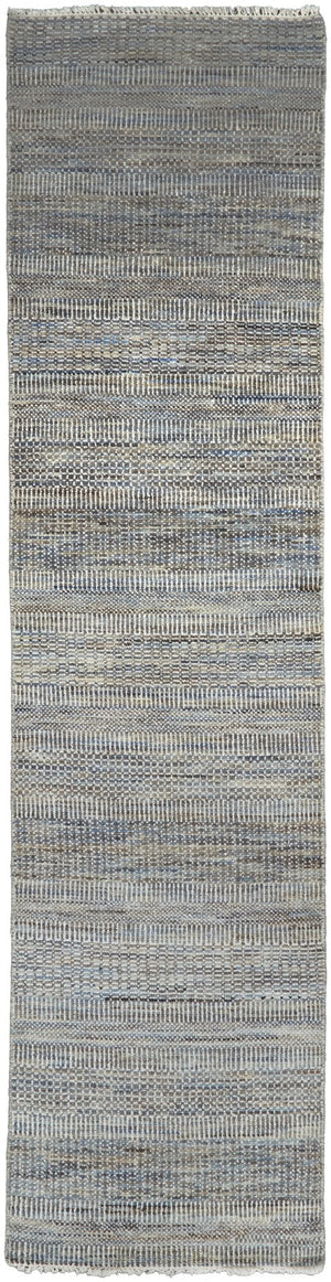 Feizy Rugs Janson Hand Knotted Wool And Viscose Rug With Textured Stripes For Casual Farmhouse Elegance Silver Wool,Viscose I92i6064blu000i10
