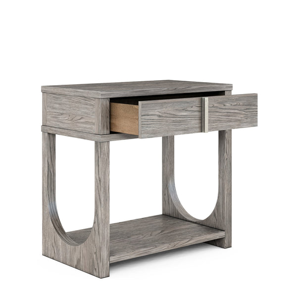 A.R.T. Furniture Vault Small Nightstand - Stylish Mink Finish With Usb Charger, Soft-close Drawer, And Fixed Shelf Gray Parawood Solids,White Oak Veneers 285141-2354