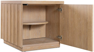 Hooker Furniture Commerce Willow End Table With Scalloped Edges, Light Oak Finish, Soft-Close Door & Hidden Locking Storage 7228-80247-82