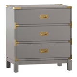 Homelegance By Top-Line Jameson 3-Drawer Gold Accent Nightstand Grey Wood