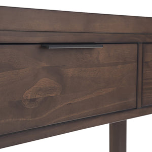 English Elm Hollander Solid Wood Wide Console Table – Handcrafted Warm Walnut, 3 Drawers, Contemporary 60" B136P158683