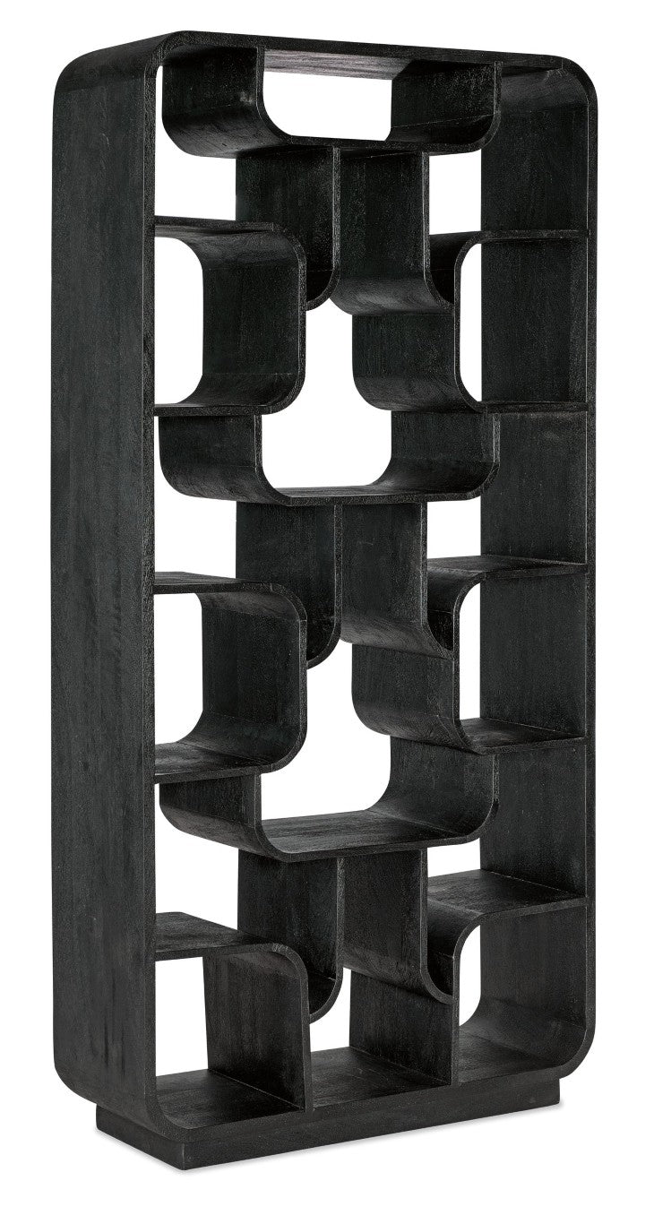 Hooker Furniture Commerce Sloane Etagere — Tall 16-Shelf Mango Wood Display With Curved Edges, Black Natural Finish, Stylish Room Anchor 7228-50761-99