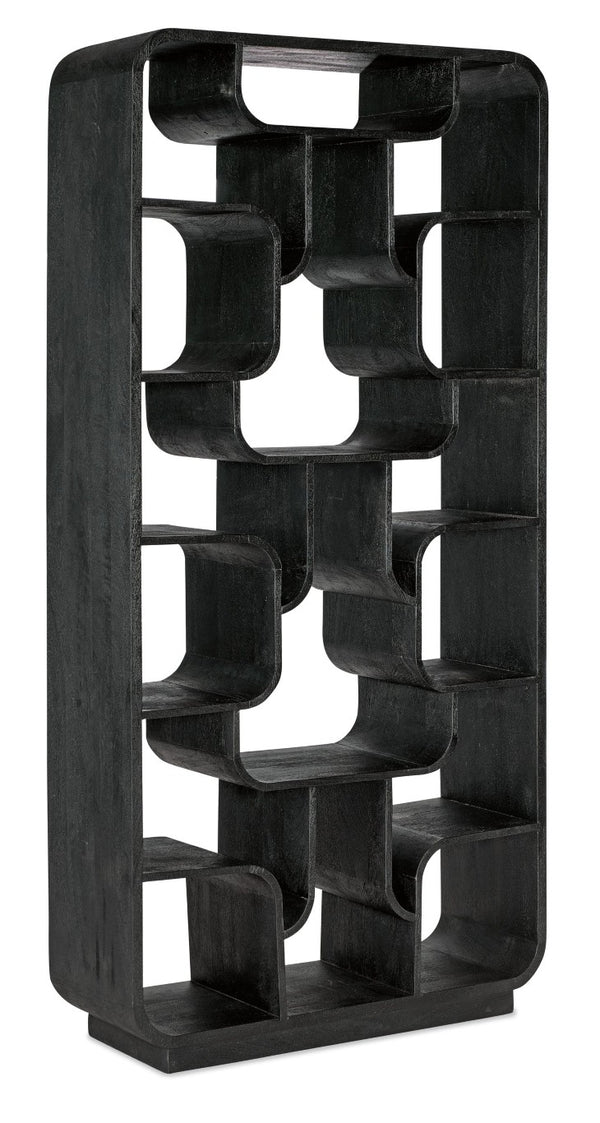 Hooker Furniture Commerce Sloane Etagere — Tall 16-Shelf Mango Wood Display With Curved Edges, Black Natural Finish, Stylish Room Anchor 7228-50761-99