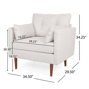English Elm Christopher Knight Home® - CLUB Chair with Plush Fabric Upholstery and Walnut Birch Legs — Stylish Comfortable Accent Seating for Living Rooms Beige 30.75 L x 25.75 W x 21 H 71571.00BGE