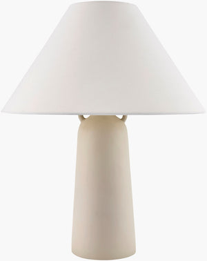 Livabliss Deva Concrete Base Table Lamp with Hand-painted Detail and Warm Cotton Shade DVA-001