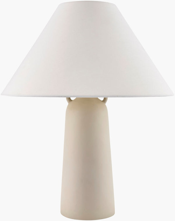 Livabliss Deva Concrete Base Table Lamp with Hand-painted Detail and Warm Cotton Shade DVA-001