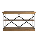 Homelegance By Top-Line Miranda Cornice Iron and Wood Entryway Console Table Brown Wood