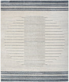 Nourison Astra Machine Washable ASW04 Machine Made Power-loomed Solid Border Indoor Only Mid-Century Modern Scandinavian Rug Ivory Blue, Ivory Blue 100% Polyester 99446120885