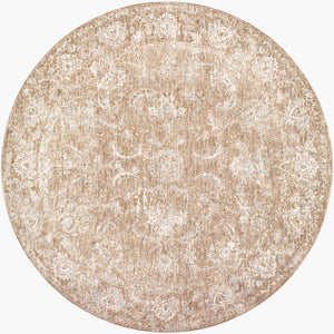 Livabliss Da Vinci Traditional Polyester Area Rug with Fringe Border for Living Dining Rooms Cream, Tan 5'3" x 5'3" DVC2301-53RD