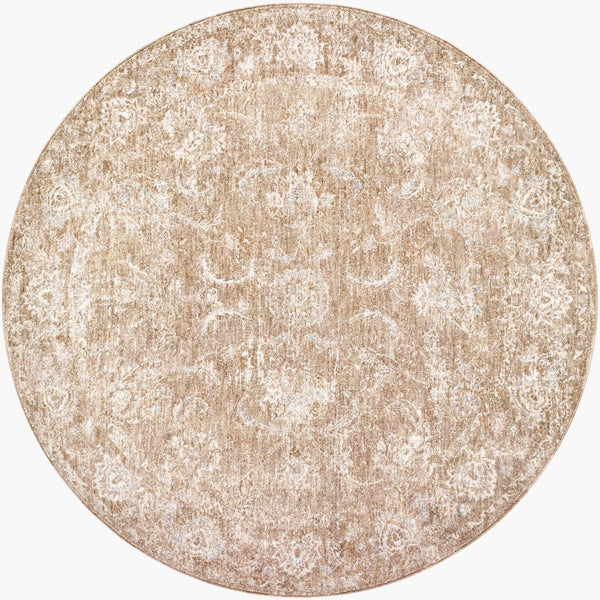 Livabliss Da Vinci Traditional Polyester Area Rug with Fringe Border for Living Dining Rooms Cream, Tan 5'3" x 5'3" DVC2301-53RD