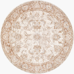 Livabliss Da Vinci Traditional Fringe Area Rug Polyester Woven Living Dining Room Accent Cream, Tan 5'3" x 5'3" DVC2302-53RD