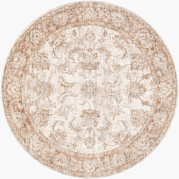 Livabliss Da Vinci Traditional Fringe Area Rug Polyester Woven Living Dining Room Accent Cream, Tan 5'3" x 5'3" DVC2302-53RD