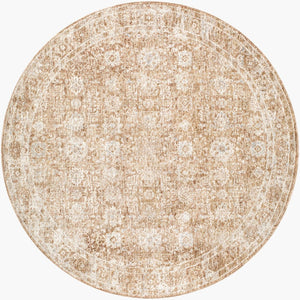 Livabliss Da Vinci Traditional Motif Polyester Area Rug Woven in Turkey with Fringe Detailing Cream, Blue 6'7" x 6'7" DVC2305-67RD