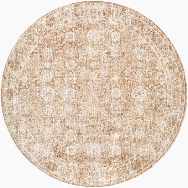 Livabliss Da Vinci Traditional Motif Polyester Area Rug Woven in Turkey with Fringe Detailing Cream, Blue 6'7" x 6'7" DVC2305-67RD