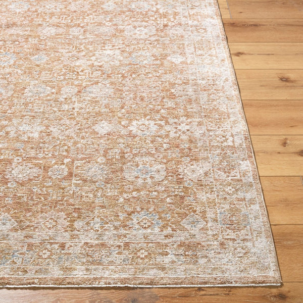 Livabliss Da Vinci Traditional Motif Polyester Area Rug Woven in Turkey with Fringe Detailing Cream, Blue 6'7" x 6'7" DVC2305-67RD