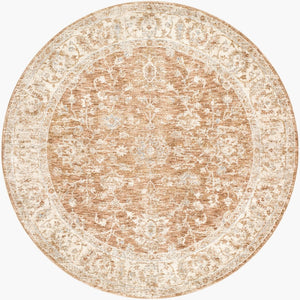 Livabliss Da Vinci Traditional Medallion Machine Woven Polyester Area Rug with Fringe for Living Room Cream, Blue 5'3" x 5'3" DVC2308-53RD