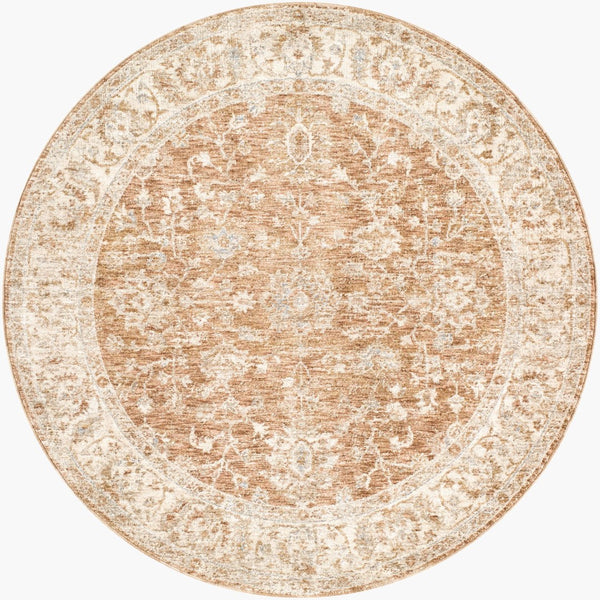 Livabliss Da Vinci Traditional Medallion Machine Woven Polyester Area Rug with Fringe for Living Room Cream, Blue 5'3" x 5'3" DVC2308-53RD