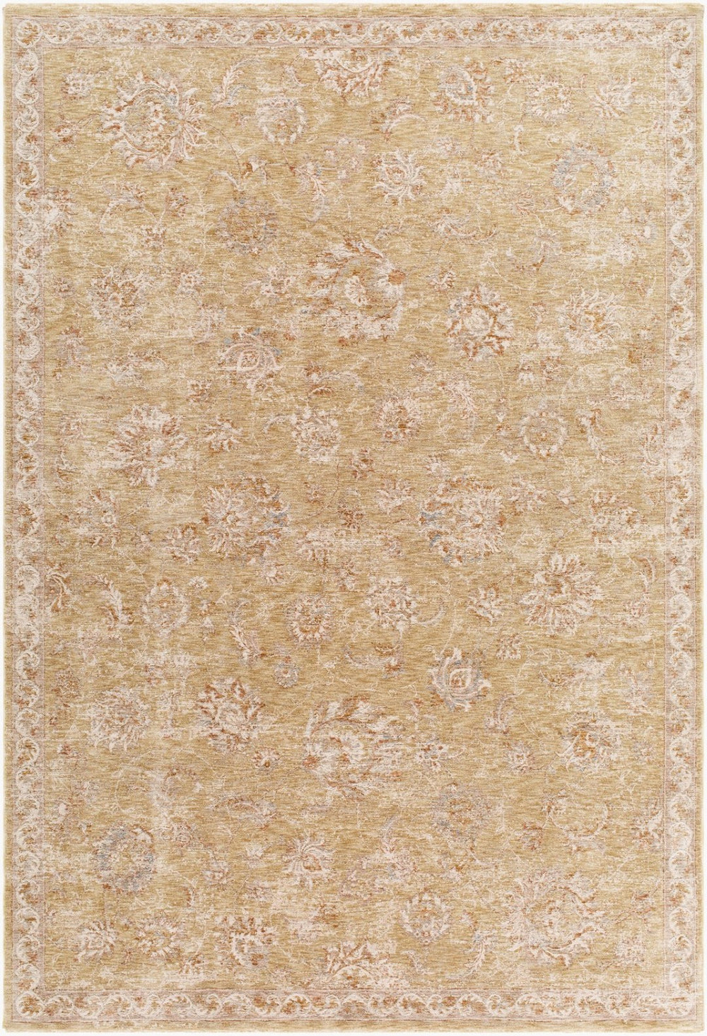 Livabliss Da Vinci Medallion Area Rug Turkish Woven Polyester Fringe Border Transitional Living Room Light Olive, Cr 9' x 12'2" DVC2309-9122