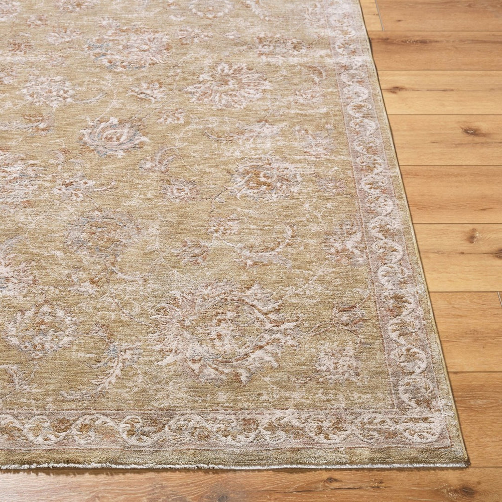 Livabliss Da Vinci Medallion Area Rug Turkish Woven Polyester Fringe Border Transitional Living Room Light Olive, Cr 9' x 12'2" DVC2309-9122