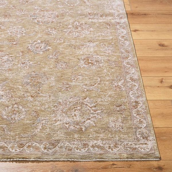 Livabliss Da Vinci Medallion Area Rug Turkish Woven Polyester Fringe Border Transitional Living Room Light Olive, Cr 9' x 12'2" DVC2309-9122