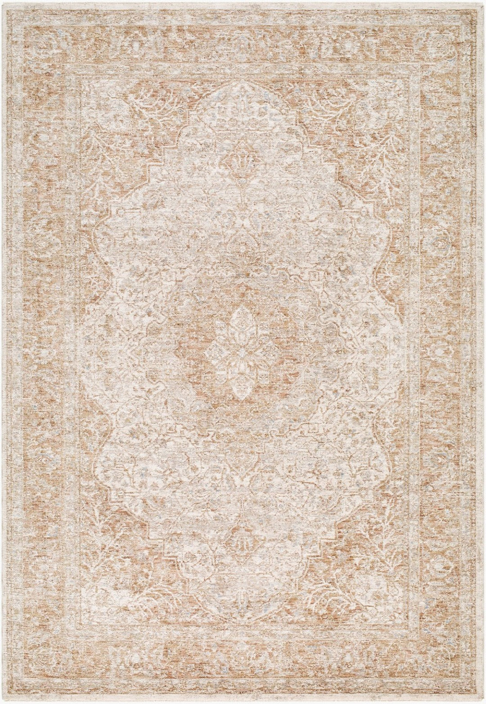 Livabliss Da Vinci Medallion Fringe Area Rug Turkish Polyester Weave for Living Room Floors Ivory, Dusty Sa 2' x 2'11" DVC2315-2211