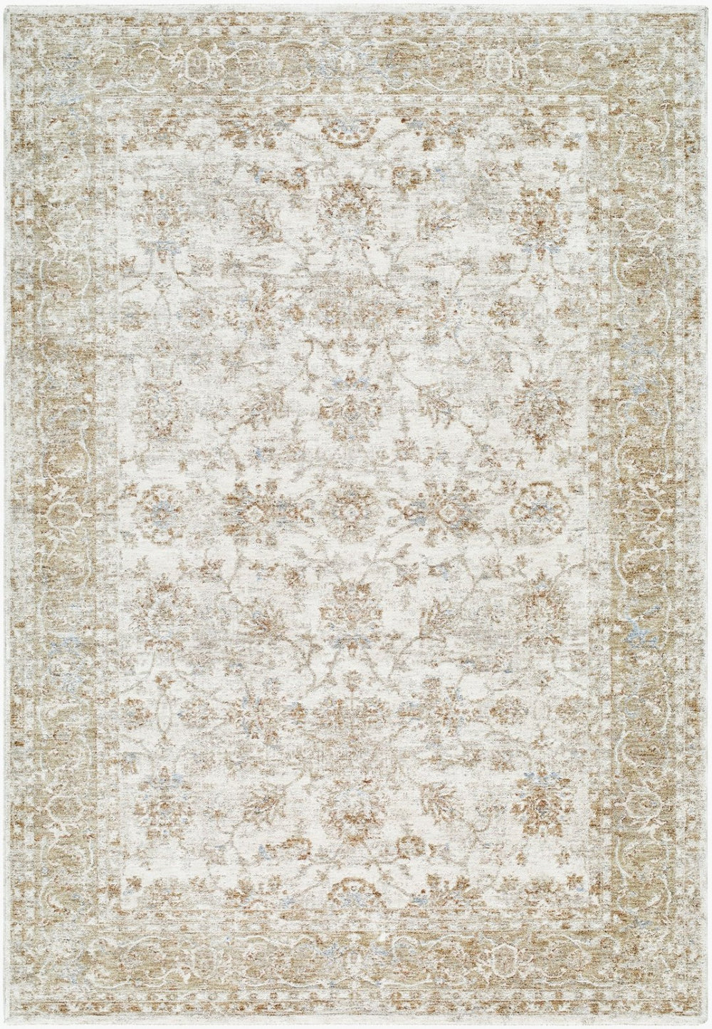 Livabliss Da Vinci Traditional Medallion Polyester Area Rug with Ornate Fringe for Living Room Ivory, Dusty Sa 2'7" x 10' DVC2316-2710