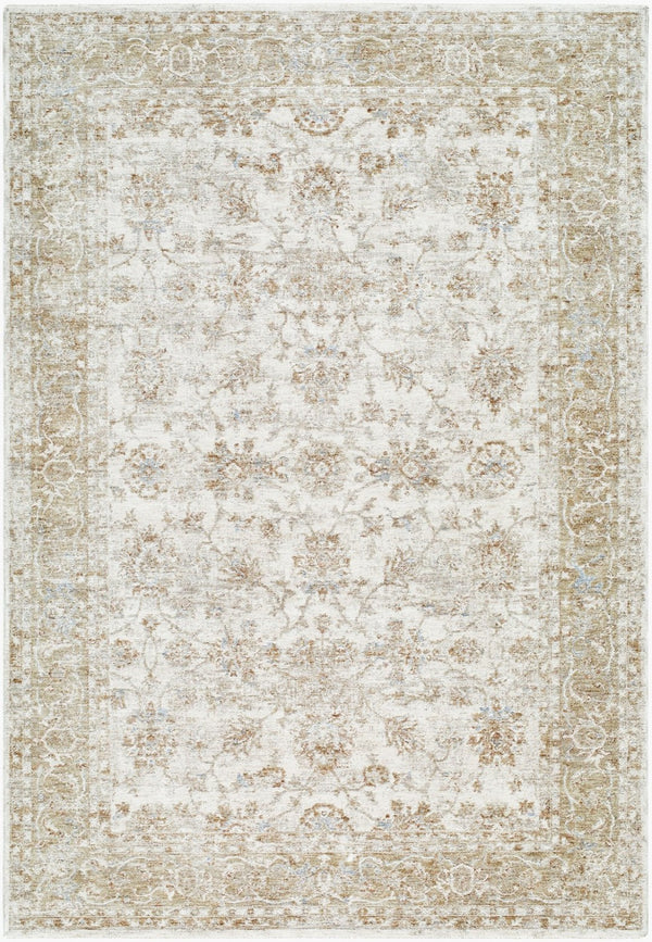 Livabliss Da Vinci Traditional Medallion Polyester Area Rug with Ornate Fringe for Living Room Ivory, Dusty Sa 2'7" x 10' DVC2316-2710