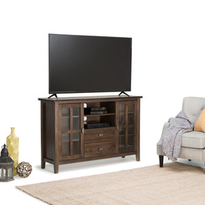 English Elm Artisan Tall Tv Media Stand - Handcrafted Solid Wood In Natural Aged Brown With Ample Storage Options B136P158703