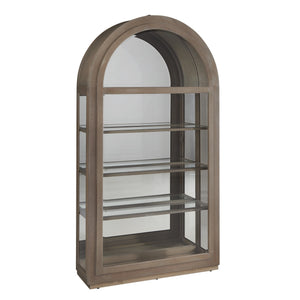 Hooker Furniture Arch Curio Cabinet With Glass Sliding Door – Elegant Arched Design For Sophisticated Living Spaces Brown Oak Veneer P021787
