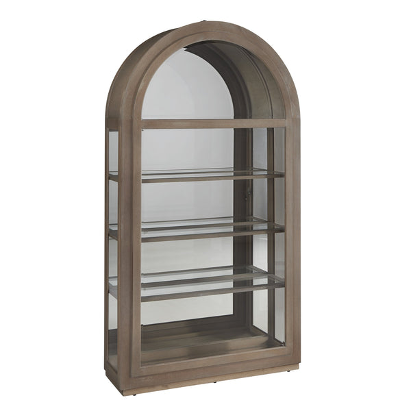 Hooker Furniture Arch Curio Cabinet With Glass Sliding Door – Elegant Arched Design For Sophisticated Living Spaces Brown Oak Veneer P021787