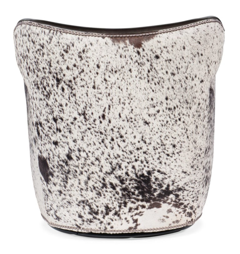 Hooker Furniture Kato Club Chair In Legendary Graphite Aniline Leather With Salt & Pepper Hair-On-Hide, Nailhead Trim 32.50 L x 29.00W x 31.50H CC469-SW-097