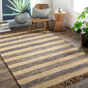 Surya Davidson Ii 2' X 3' Handmade Jute Rug – Rustic Charm With Cozy Vibes For Timeless Decor Elegance Blue Jute Dvn2006-23