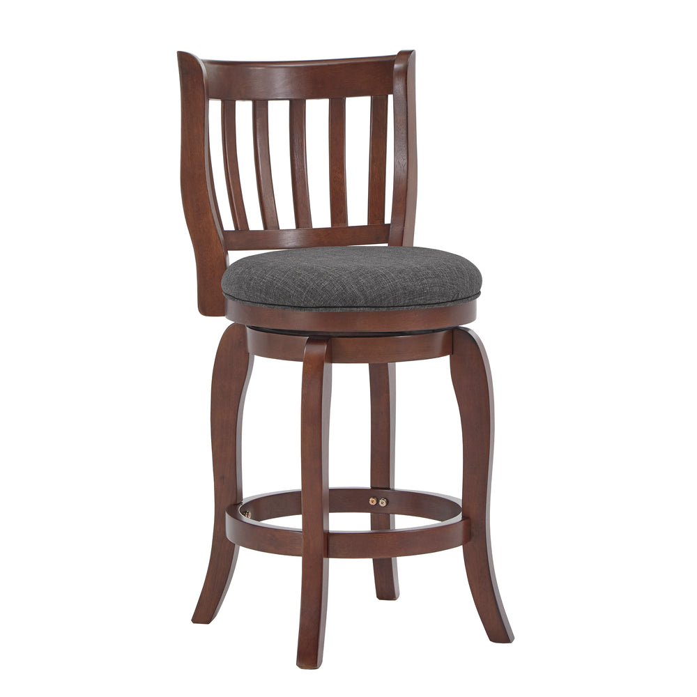 Homelegance By Top-Line Redford Linen High Back Swivel Counter Height Stool Brown Rubberwood