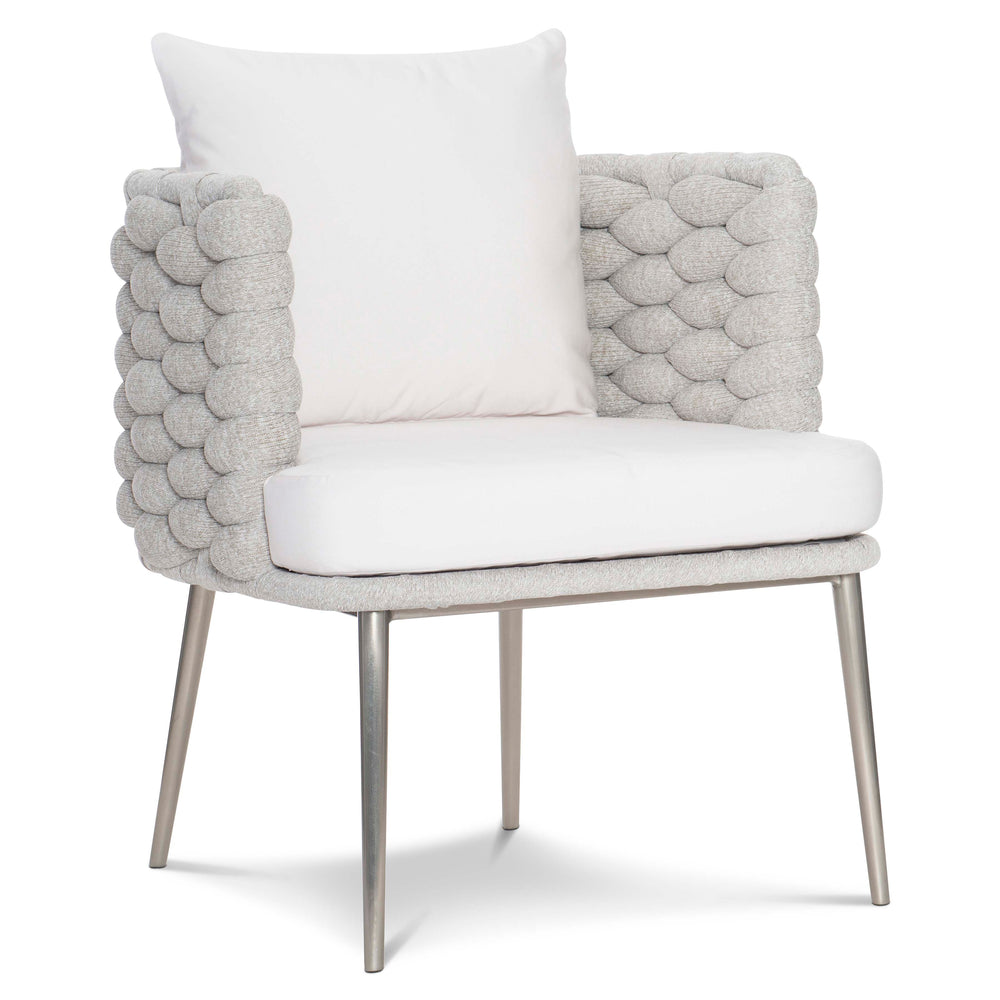 Bernhardt Bernhardt Santa Cruz Outdoor Arm Chair Nordic Grey Sock Weave Aluminum Frame Silver Mist Legs, Plush Cushions X02545Q