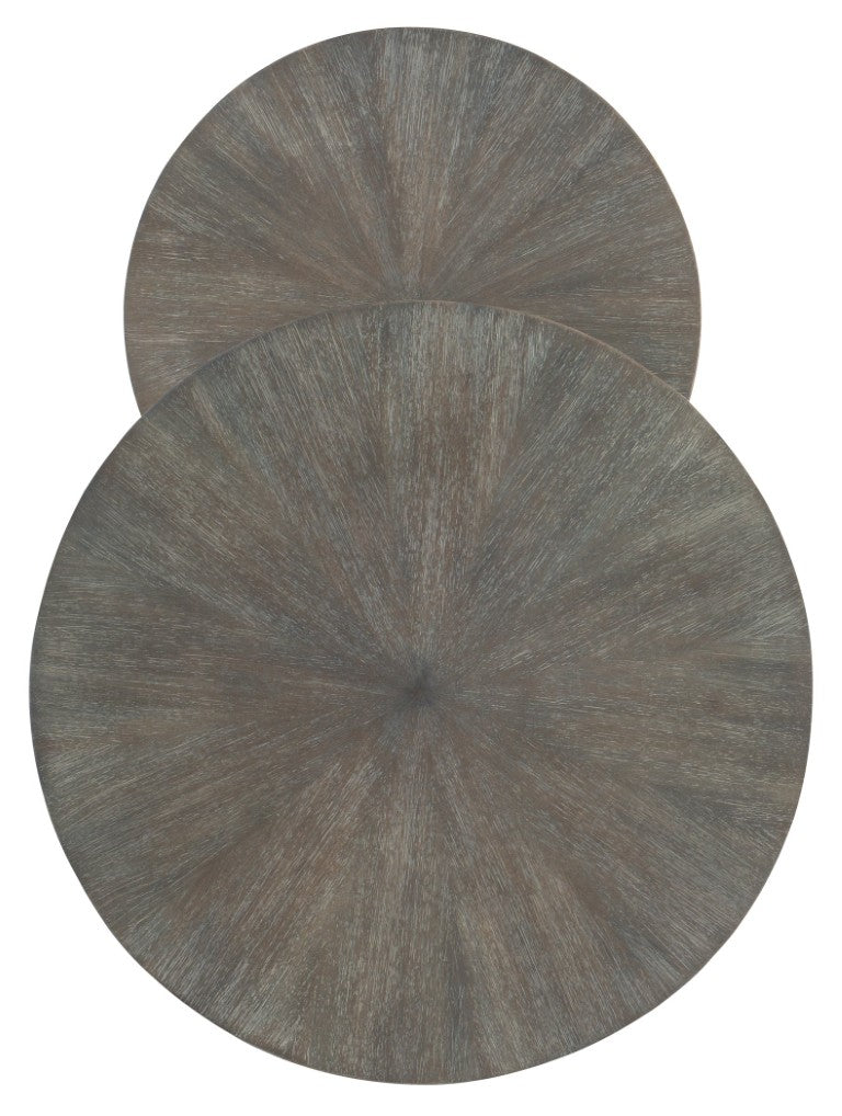 Hooker Furniture Nesting Acacia Veneer Tables With Starburst Tops & Golden Brown Metal Frame — Space-Saving Pair For Living Rooms 5903-80113-85