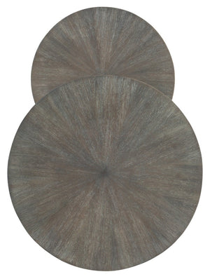 Hooker Furniture Nesting Acacia Veneer Tables With Starburst Tops & Golden Brown Metal Frame — Space-Saving Pair For Living Rooms 5903-80113-85