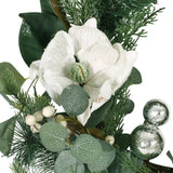 Christopher Knight Home® - Noble House - Mariette 21.75" Eucalyptus and Pine Artificial Wreath with Magnolias, Green and White