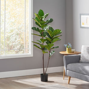 Christopher Knight Home® - Noble House - Socorro 5' X 2.5' Artificial Fiddle-Leaf Fig Tree, Green