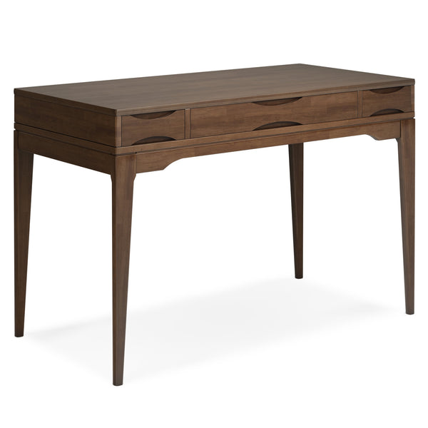 English Elm Harper 48" Solid Hardwood Mid-Century Desk in Walnut Brown with Drawers, Keyboard Tray & Eco Finish B136P158726