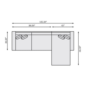 Bernhardt Bernhardt Nest Sectional Right Arm Chaise With Deep Down Cushions, Track Arms & Tailored Flange (125.5") - Made to Order K1734