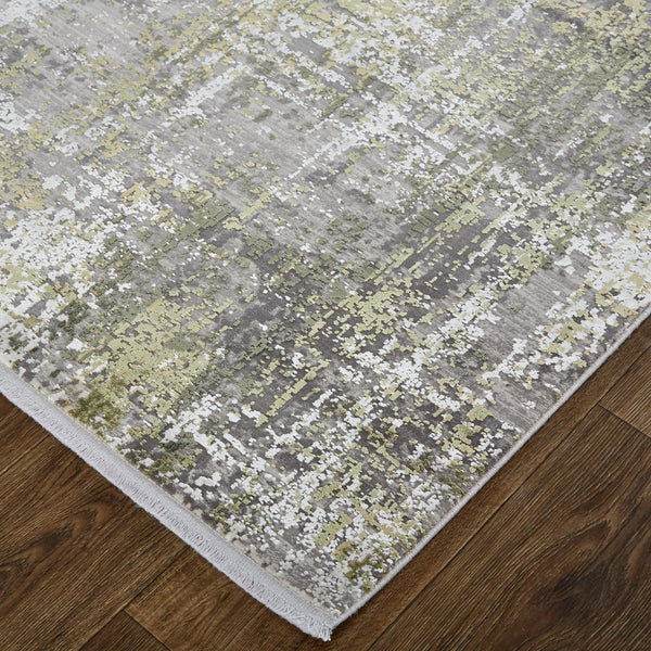 Feizy Rugs Cadiz Abstract Low Pile Rug - Modern Elegance With Distinctive Patterns Inspired By Spanish Architecture Green,Gray,Ivory Viscose,Acrylic 86639fxfggy000f04