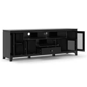 English Elm Cosmopolitan 72" Wide Black Media Stand - Sleek Solid Wood Tv Storage With Modern Design & Organization B136P158551