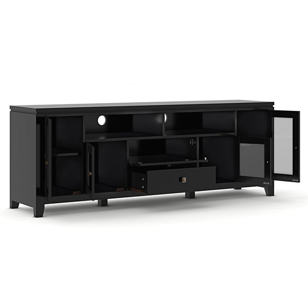 English Elm Cosmopolitan 72" Wide Black Media Stand - Sleek Solid Wood Tv Storage With Modern Design & Organization B136P158551