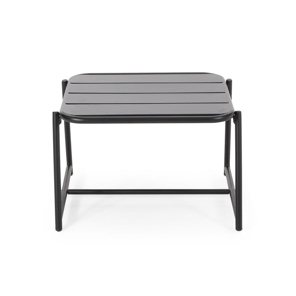 English Elm Conrad Outdoor Side Table Powder Coated Metal Patio Accent for Lounge and Chaise Seating Matte Black 65198.00BLK