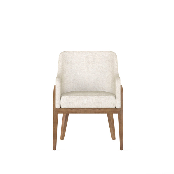 A.R.T. Furniture Portico Contemporary Upholstered Arm Chair - Chenille Fabric, Curved Design, Opal & Sienna Finishes Brown, White Parawood Solids,Foam,Fabric 323205-3335