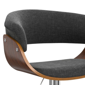 English Elm Sheldon Adjustable Swivel Bar Stool with Gas Lift and Walnut Bentwood Frame, Mid-Century Modern Design Dark Gray B136P159603