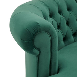Homelegance By Top-Line Dayanna Velvet Tufted Scroll Arm Chesterfield Curved Loveseat Green Velvet