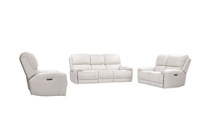 Parker House Parker Living Empire - Verona Ivory Power Reclining Sofa Loveseat and Recliner Verona Ivory Top Grain Leather with Match (X) MEMP-321PH-VIV